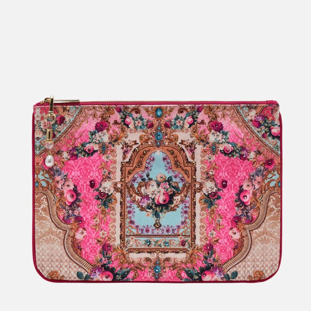 CAMILLA Call of the Canal Venezia Hotel collection pink floral canvas clutch bag